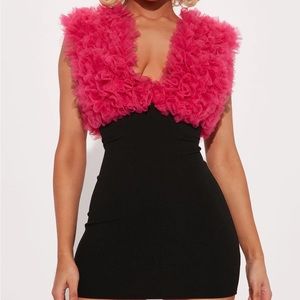 Tule Mini black and pink dress size large wear once